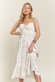 ADORA Smocked Floral Sweetheart Neck Cami Dress | Daverri Fashions