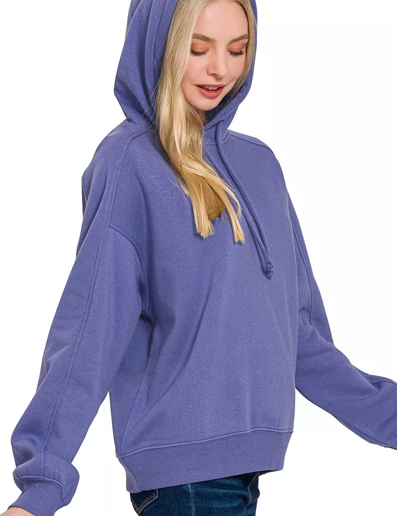 Zenana Drawstring Relaxed Fit Fleece Hoodie | Hoodies Daverri Fashions