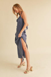 Aemi + Co Ruched Side Slit Cutout Back Maxi Cami Dress | Cami Dresses Daverri Fashions