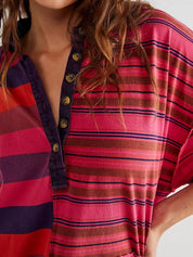 Striped Oversized Half Button Shirt Dress | Mini Dresses Daverri Fashions