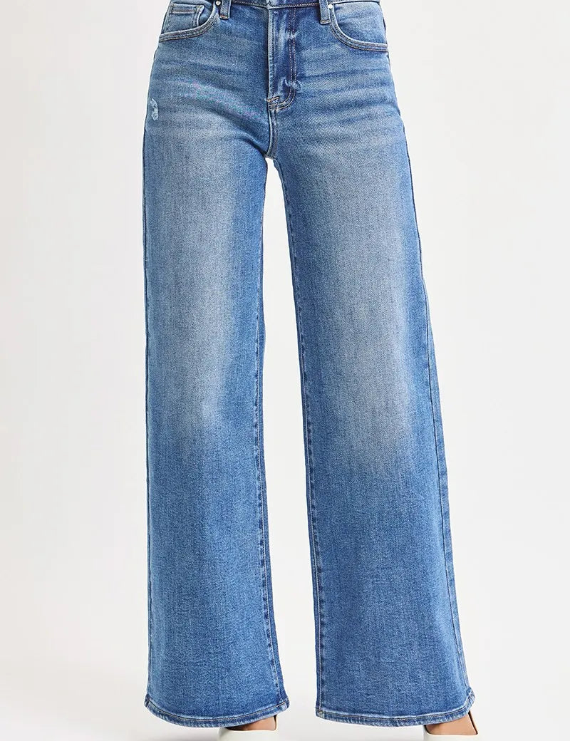 RISEN Full Size High Rise Wide Leg Jeans Plus Size | Jeans Daverri Fashions