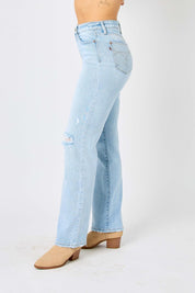Judy Blue Full Size High Waist Distressed Straight Jeans | Jeans Daverri Fashions
