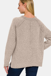 Zenana Side Slit Raglan Sleeve Sweater | Sweaters Daverri Fashions