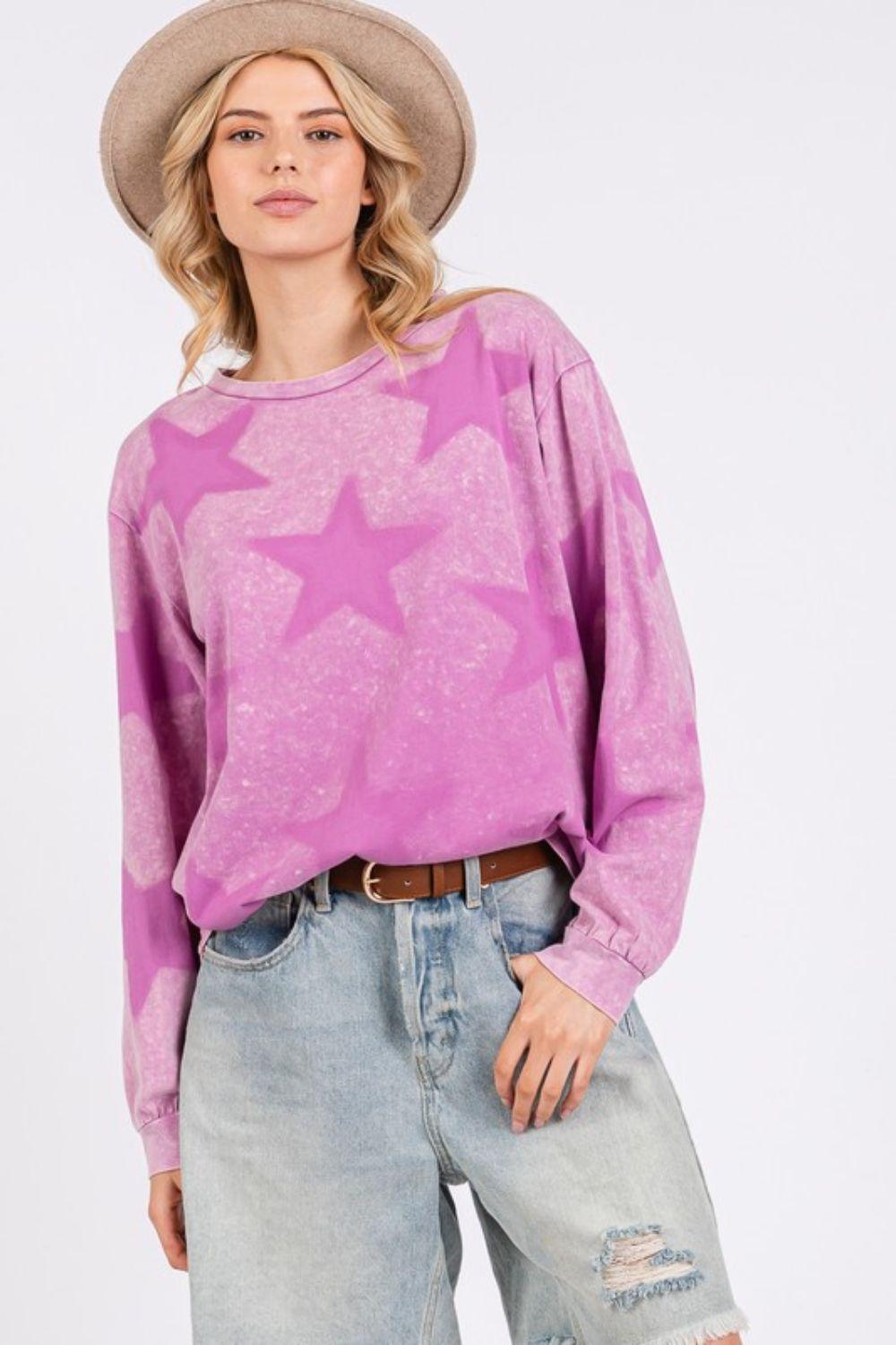 SAGE + FIG Mineral Wash Star Pattern T-Shirt | T-Shirts Daverri Fashions