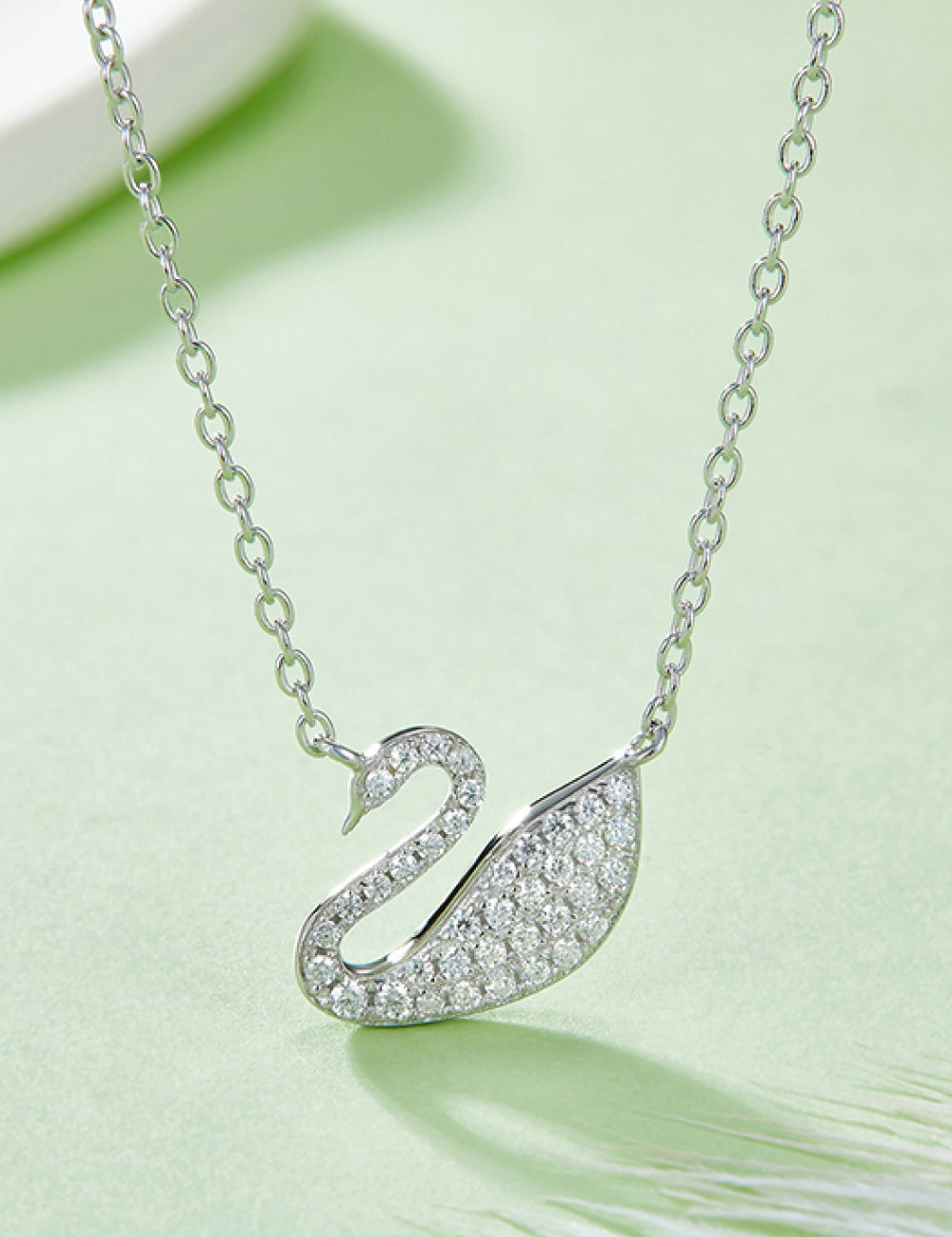 Moissanite Swan 925 Sterling Silver Necklace | Silver Necklaces Daverri Fashions