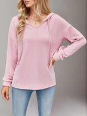 Double Take Drawstring Dropped Shoulder Long Sleeve Hoodie | Hoodies Daverri Fashions