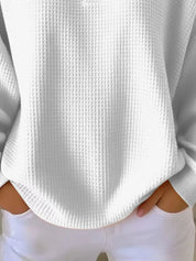 Full Size Waffle Knit Button Detail Top Plus Size | Knit Tops Daverri Fashions