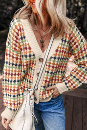 Multicolor Multicolor Dotty Pattern Knit Button Front Cardigan | Cardigans Daverri Fashions