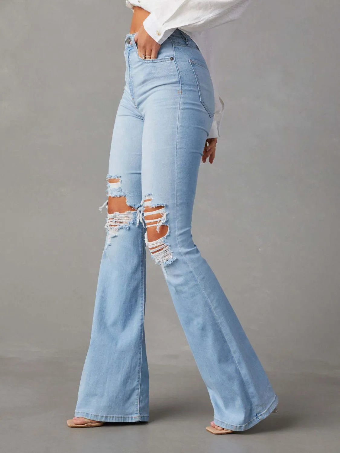 Distressed Jeans with Pockets | Jeans Daverri Fashions