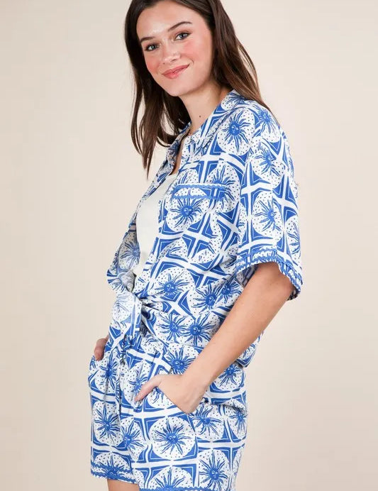VERY J Tropical Printed Shirt Top and Shorts Set | Outfit Sets Daverri Fashions