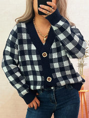 Plaid Button-Down Cardigan | Cardigans Daverri Fashions