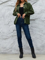 Corduroy Button-Down Shacket | Shackets Daverri Fashions