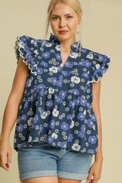 Umgee Full Size Floral Print Peplum Top Plus Size | Tops Daverri Fashions
