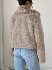 Fuzzy Zip Up Cropped Jacket | Jackets Daverri Fashions