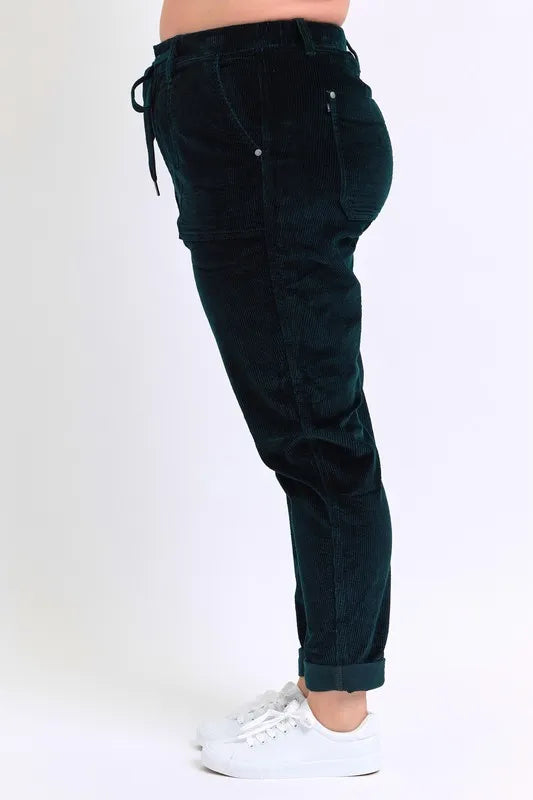 Judy Blue Full Size High Waist Corduroy Cuffed Jogger Plus Size | Daverri Fashions
