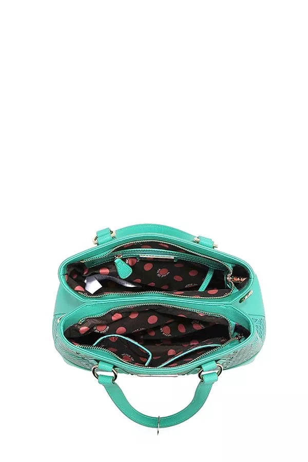 Monogram Pattern Handbag with Rhinestones Decor | Handbags Daverri Fashions