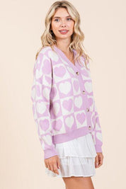 Mittoshop Checkered Heart Button Down Cardigan | Cardigans Daverri Fashions