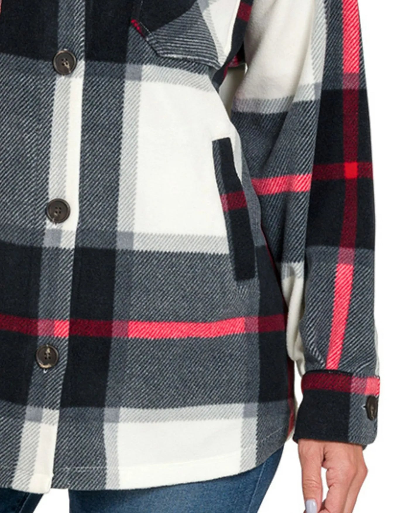 Zenana Oversized Plaid Fleece Shacket | Shackets Daverri Fashions
