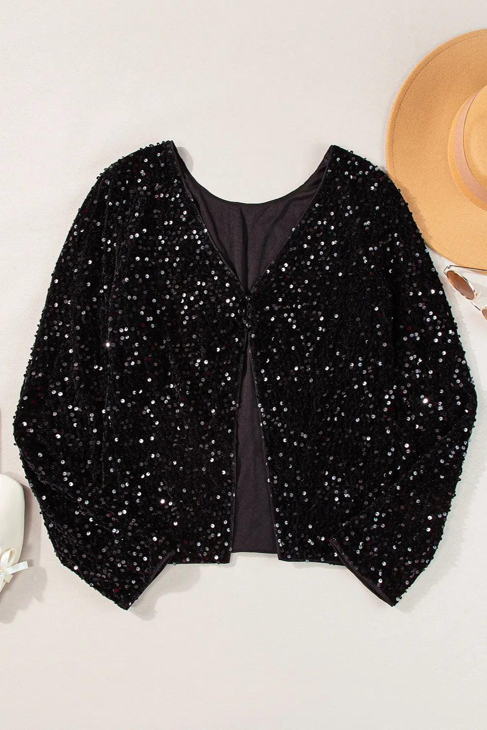 Sequin Round Neck Long Sleeve Blouse | Blouses Daverri Fashions