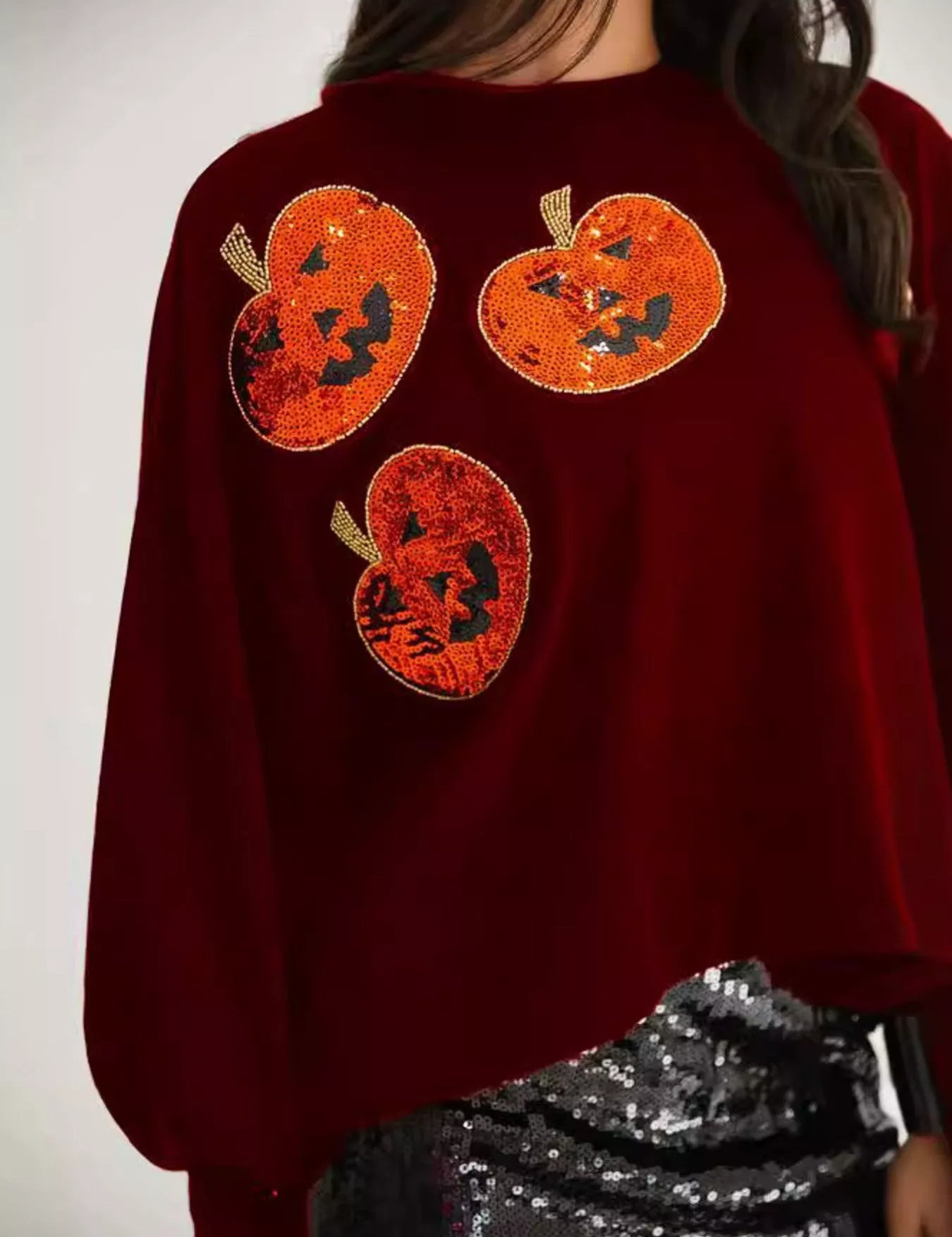 Halloween Pumpkin Round Neck Sweatshirt | Sweatshirts Daverri Fashions