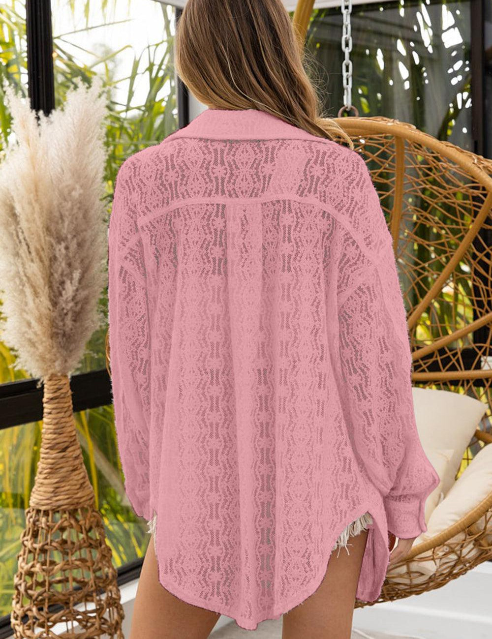 BiBi Oversized Lace Shacket with Front Pockets | Daverri Fashions