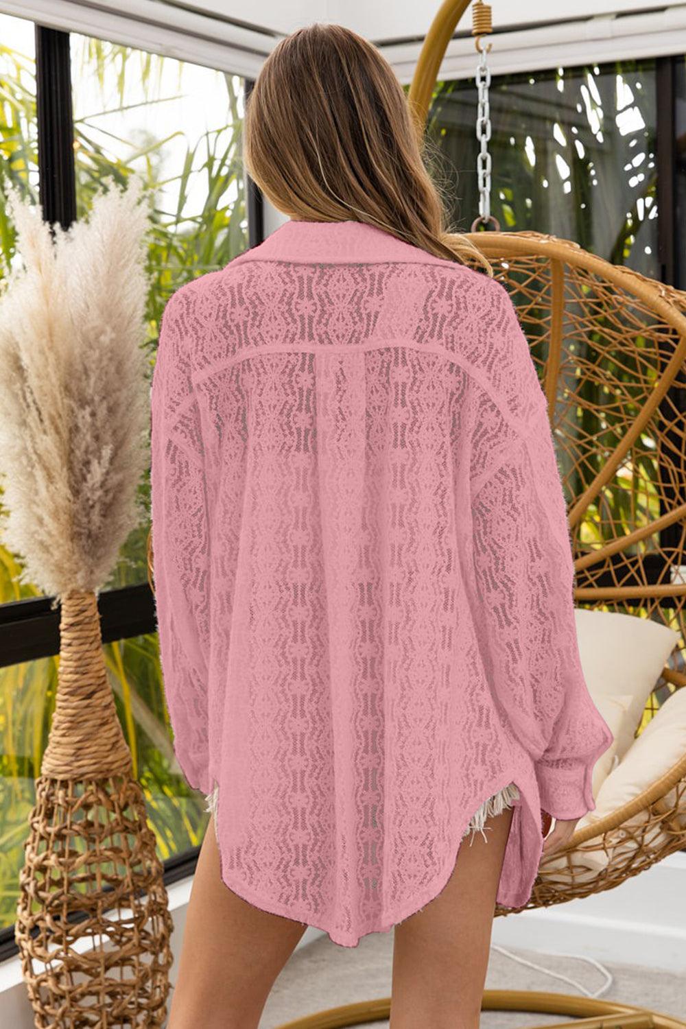 BiBi Oversized Lace Shacket with Front Pockets | Daverri Fashions