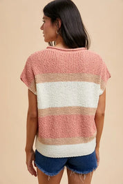Annie Wear Low Gauge Color Block Textured Sweater Top | Sweaters Daverri Fashions