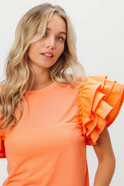 BiBi Knit Top Woven Ruffle Tiered Sleeves | Blouses Daverri Fashions