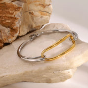 Two-Tone Geometric Link Bracelet | Bracelets Daverri Fashions