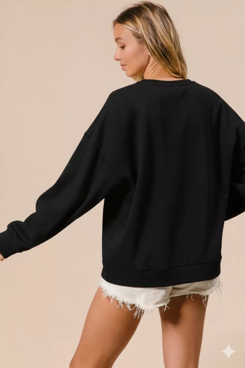 BiBi Plaid Merry Lettering Christmas Fleece Sweatshirt | Sweatshirts Daverri Fashions