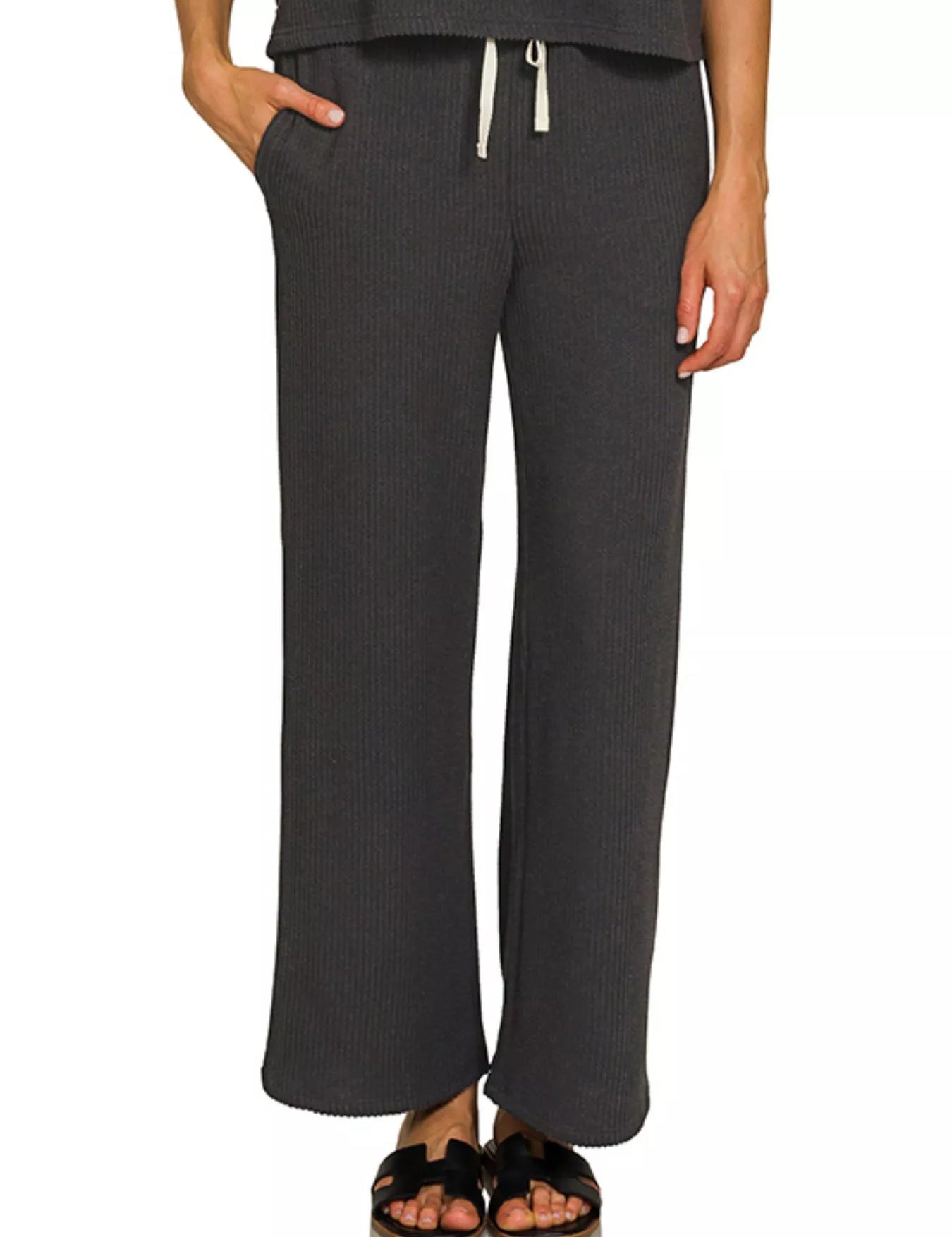 Zenana Raised Rib Short Sleeve Tee & Pants Set | Loungewear Sets Daverri Fashions