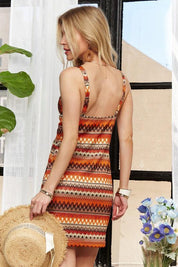 ADORA Contrast Striped V-Neck Mini Dress | Mini Dresses Daverri Fashions