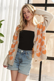 ADORA Button Down Heart Sweater Cardigan | Cardigans Daverri Fashions