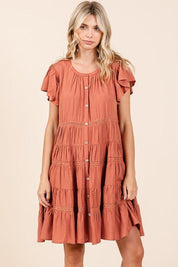 Mittoshop Lace Detail Ruffled Button Down Tiered Dress | Daverri Fashions