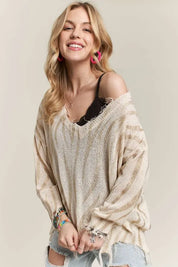 ADORA Frayed Zebra Knit Top | Knit Tops Daverri Fashions