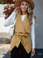Tie Waist Vest Coat | Vest Coats Daverri Fashions