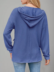 Double Take Drawstring Dropped Shoulder Long Sleeve Hoodie | Hoodies Daverri Fashions