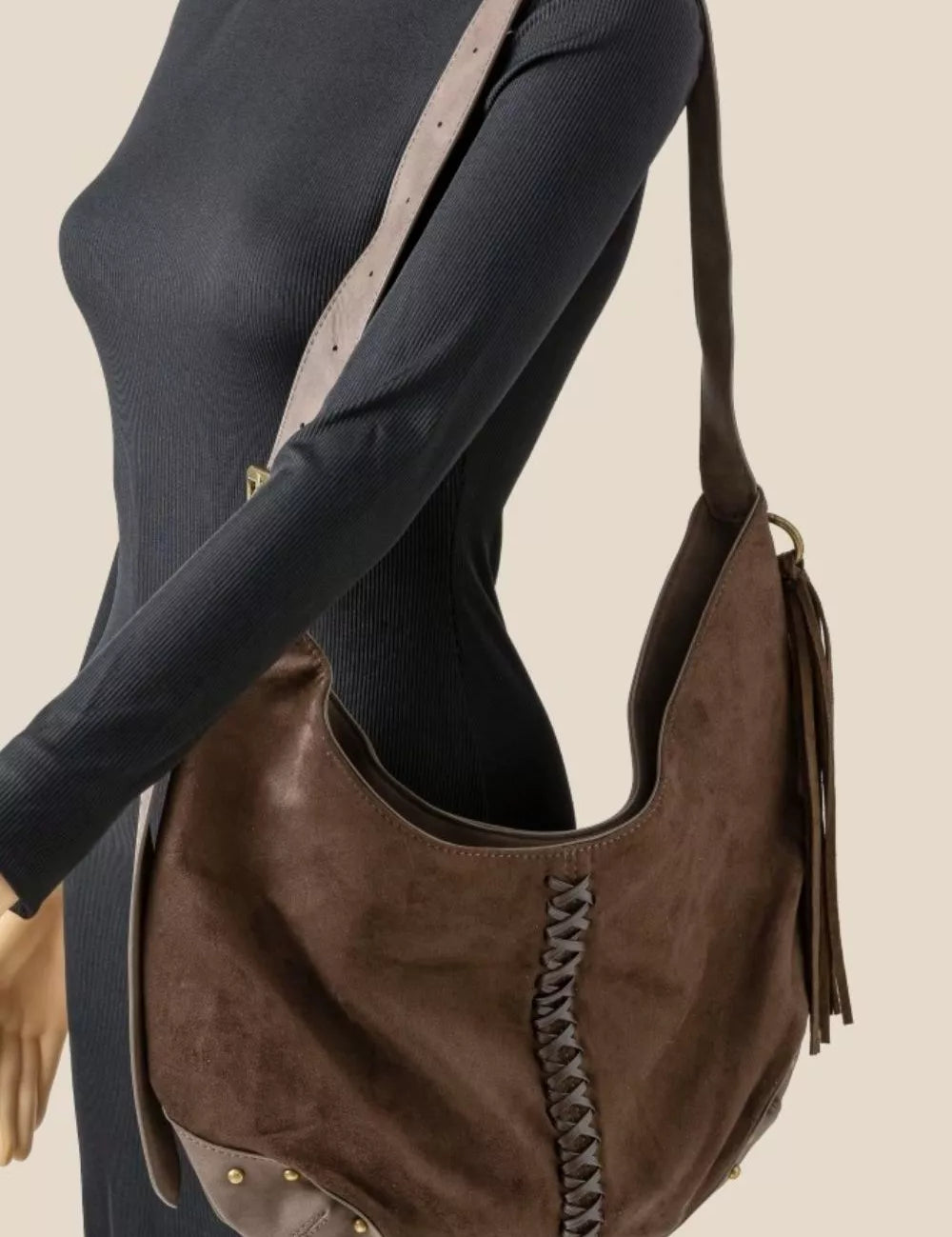 Braided Detail Hobo Shoulder Bag | Handbags Daverri Fashions