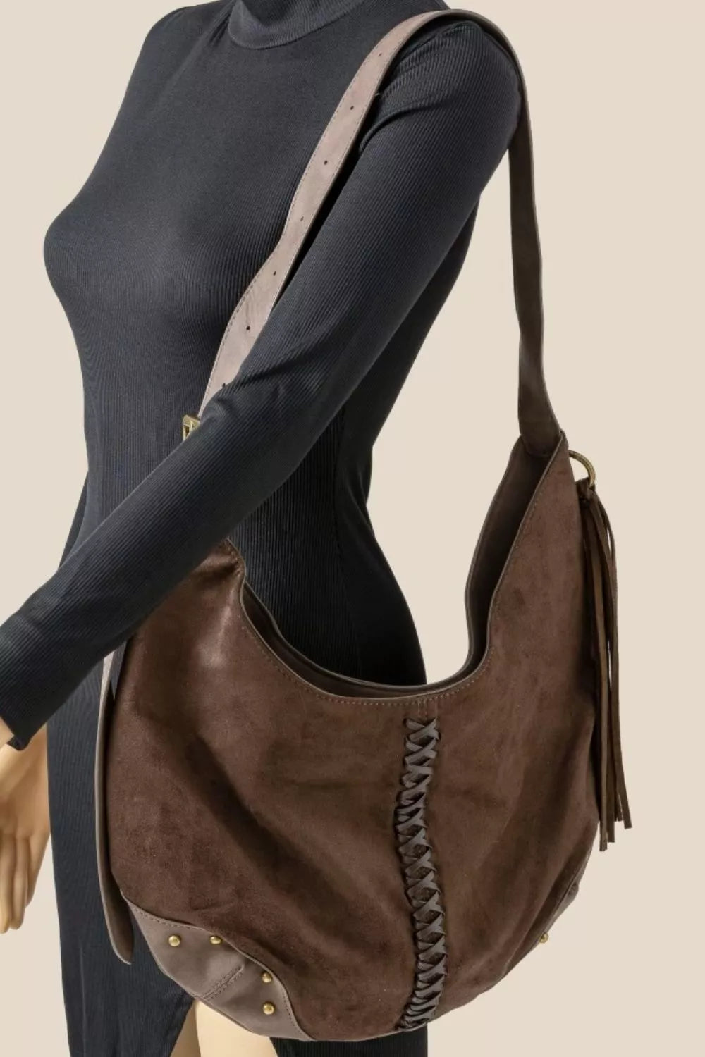 Braided Detail Hobo Shoulder Bag | Handbags Daverri Fashions