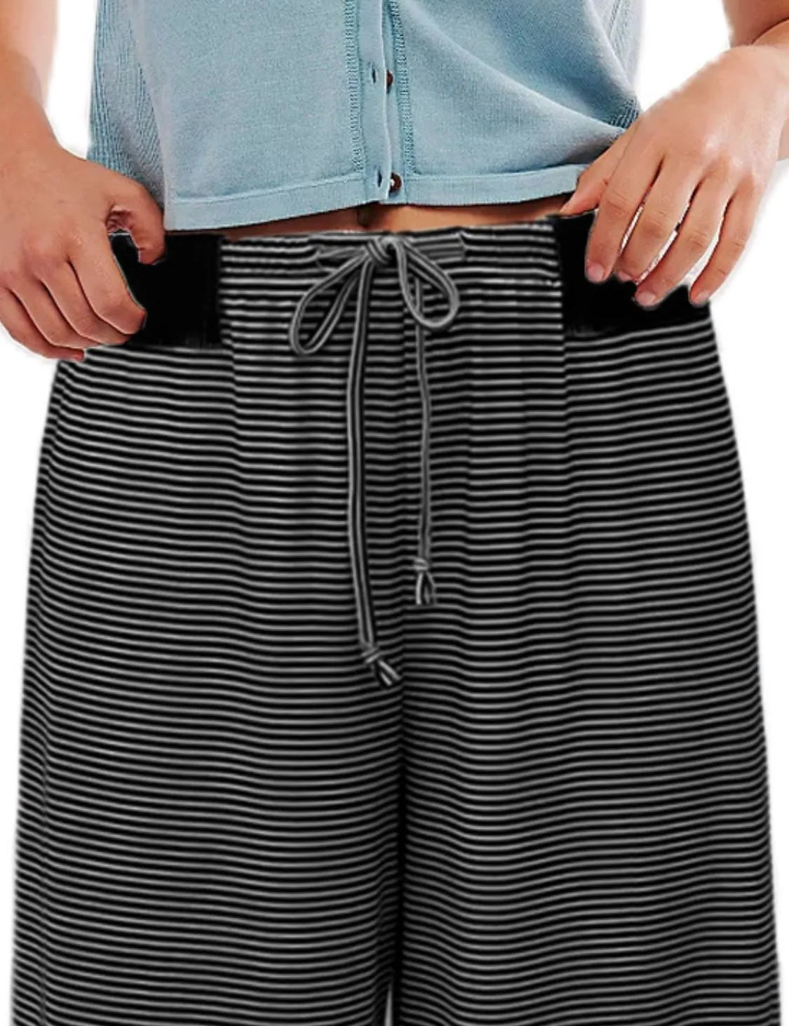 Drawstring Striped Wide Leg Pants | Loungewear Bottoms Daverri Fashions