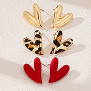 4 Pair Heart Stud Earrings | Earrings Daverri Fashions