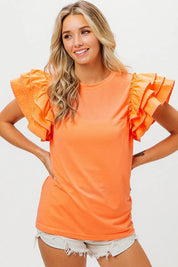 BiBi Knit Top Woven Ruffle Tiered Sleeves | Blouses Daverri Fashions