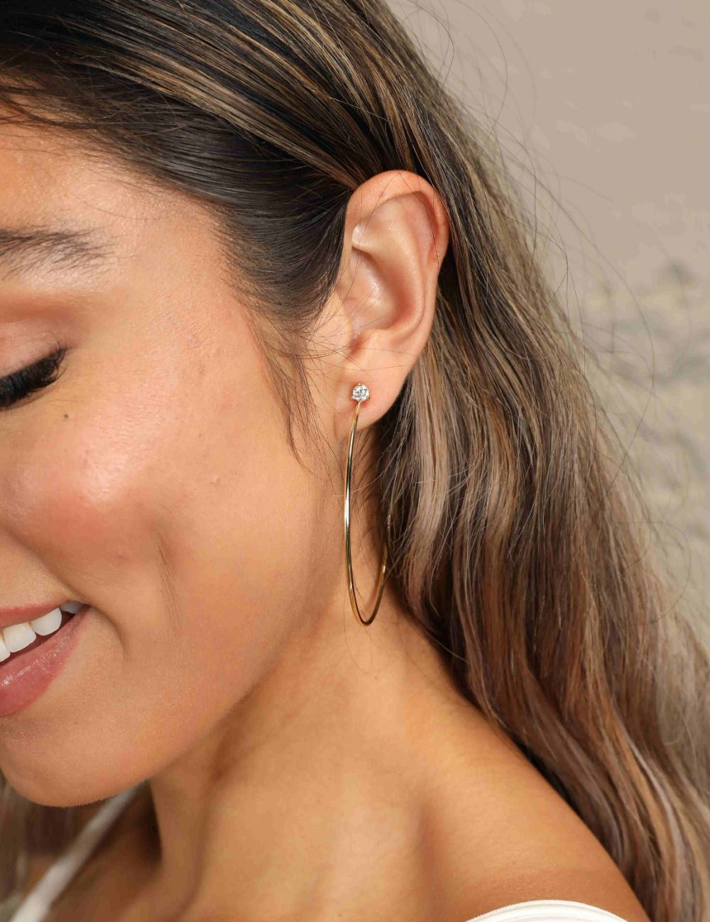 Gold One Size Adored 925 Sterling Silver Moissanite Hoop Earrings | Sterling Silver Earrings Daverri Fashions