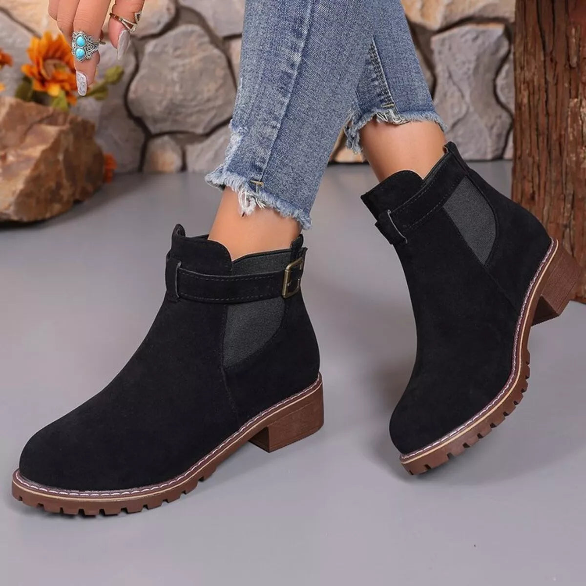 Round Toe Block Heels Boots | Boots Daverri Fashions