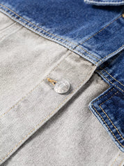 Color Block Patchwork Raw Hem Denim Jacket | Denim Jackets Daverri Fashions