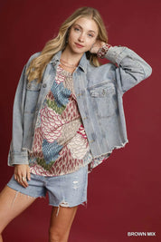 Umgee Boho Feather Print Peasant Blouse | Blouses Daverri Fashions