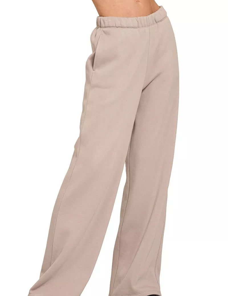 ASH MOCHA Zenana Fleece Sweatpant with Pockets Ash Mocha | Sweatpants Daverri Fashions