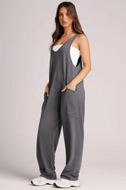 Lovelet Wide Strap Jumpsuit with Pockets | Overalls Daverri Fashions