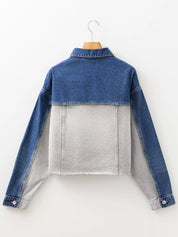 Color Block Patchwork Raw Hem Denim Jacket | Denim Jackets Daverri Fashions