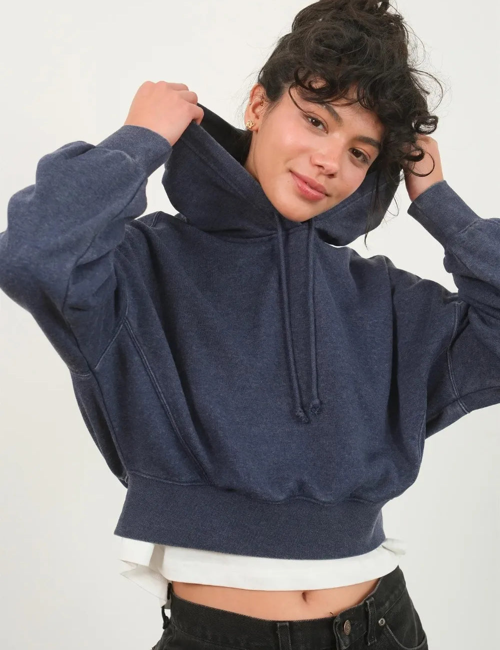 Dark Night HYFVE Drop Shoulder Cropped Hoodie | Hoodies Daverri Fashions
